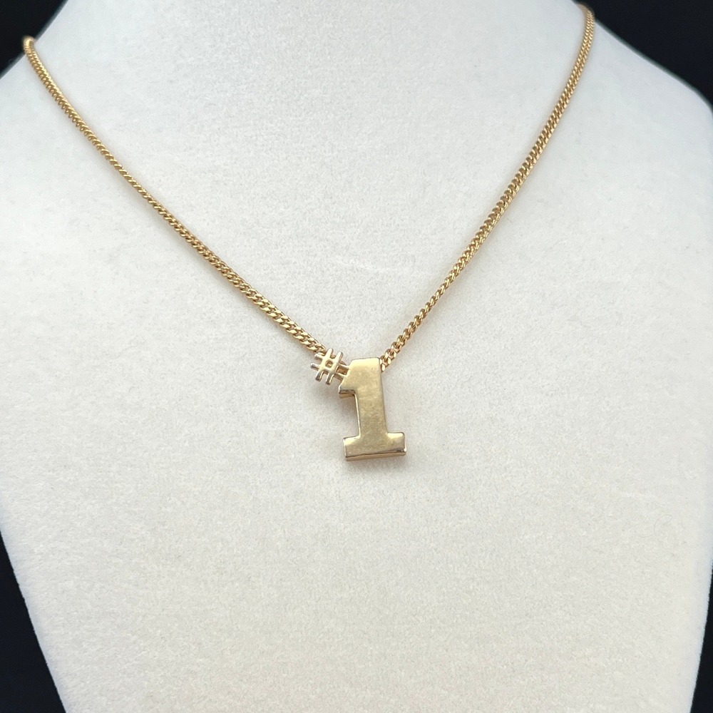 Vintage Avon Necklace #1 Number One Gold Tone Pendant GOAT 18"